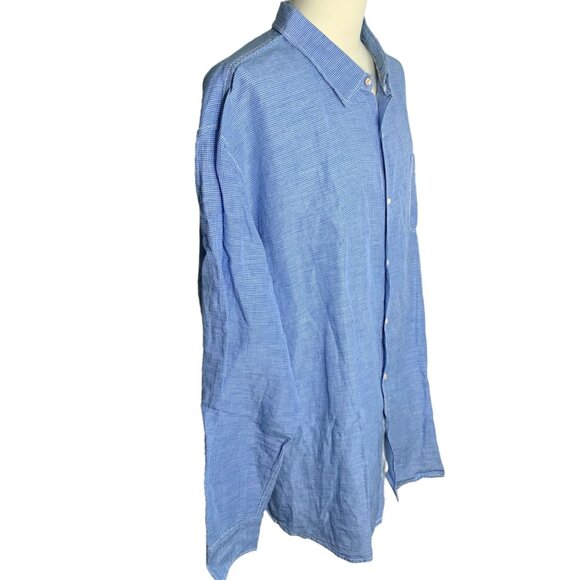 Tommy Bahama Mens Blue Button-Up Shirt Long Sleeve 3XL Linen Tencel Blend - Picture 5 of 6